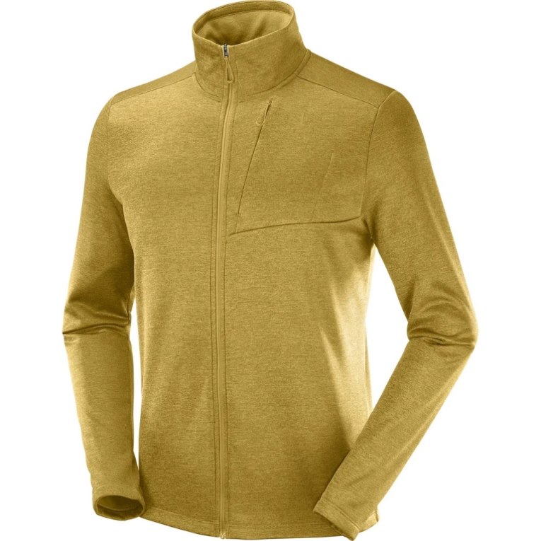 Chaquetas Salomon Essential Lightwarm Heather Full Zip Hombre Dorados | MX DFZX438